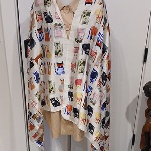 Colorful Cat Print Shawl